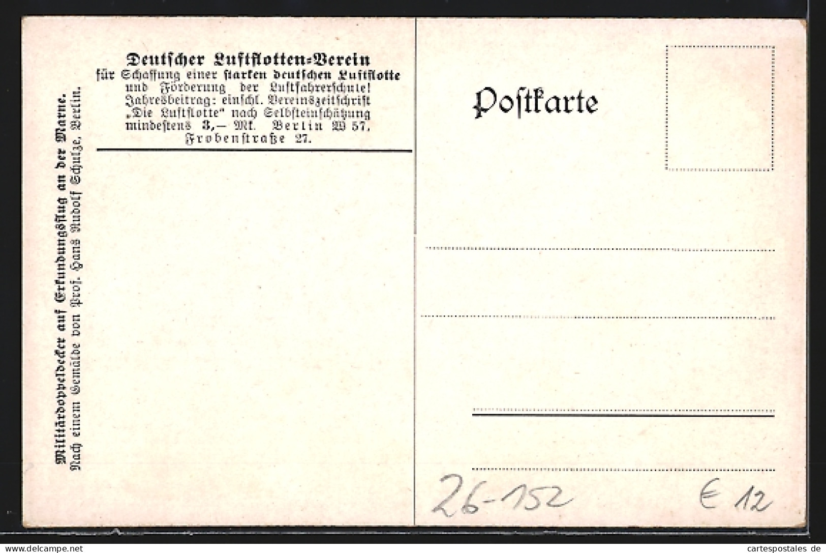 Künstler-AK Militärdoppeldecker Auf Erkundungsflug An Der Marne  - 1914-1918: 1. Weltkrieg