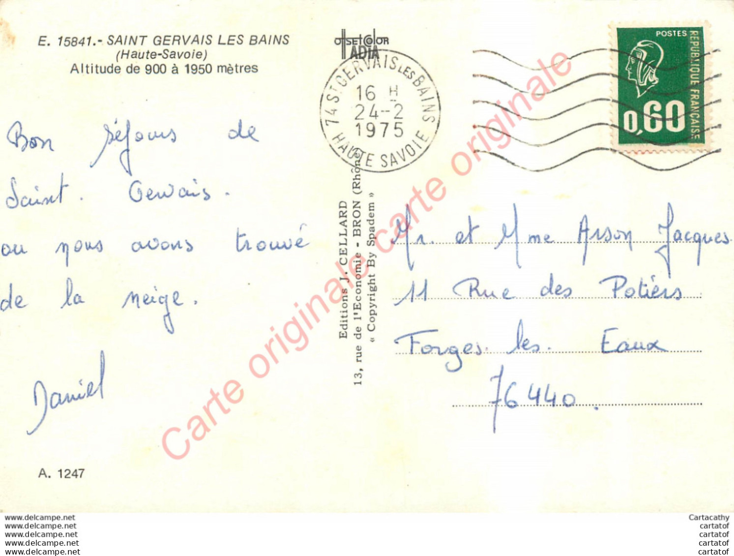 74.  SAINT GERVAIS LES BAINS En Hiver .  CP Multivues . - Saint-Gervais-les-Bains