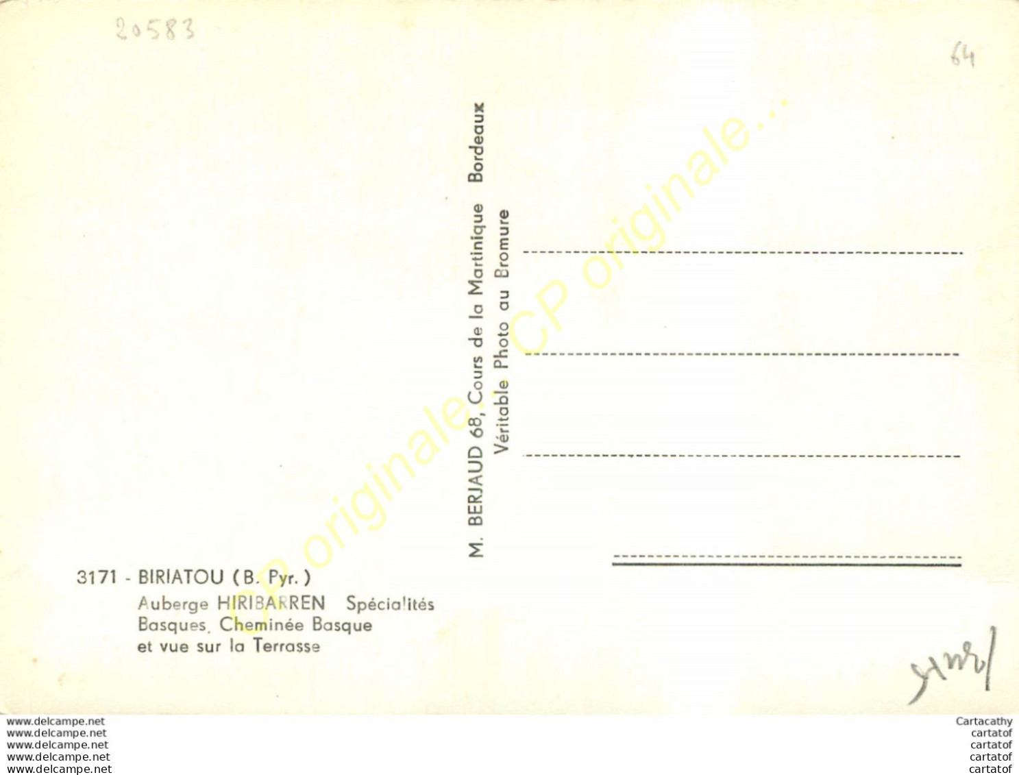 64.  BIRIATOU . Aubegre HIRIBARREN . Cheminée Basque . - Biriatou