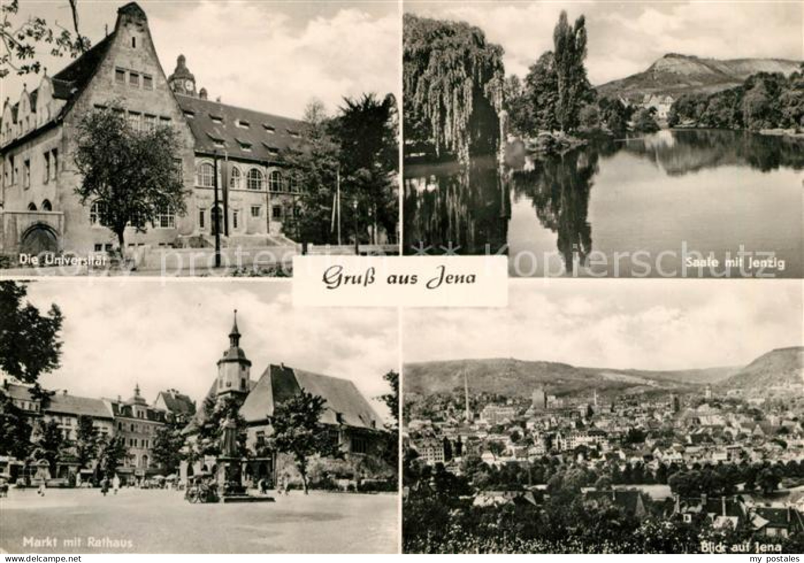 73031716 Jena Thueringen Universitaet Saale Mit Jenzig Markt Rathaus Stadtblick  - Jena