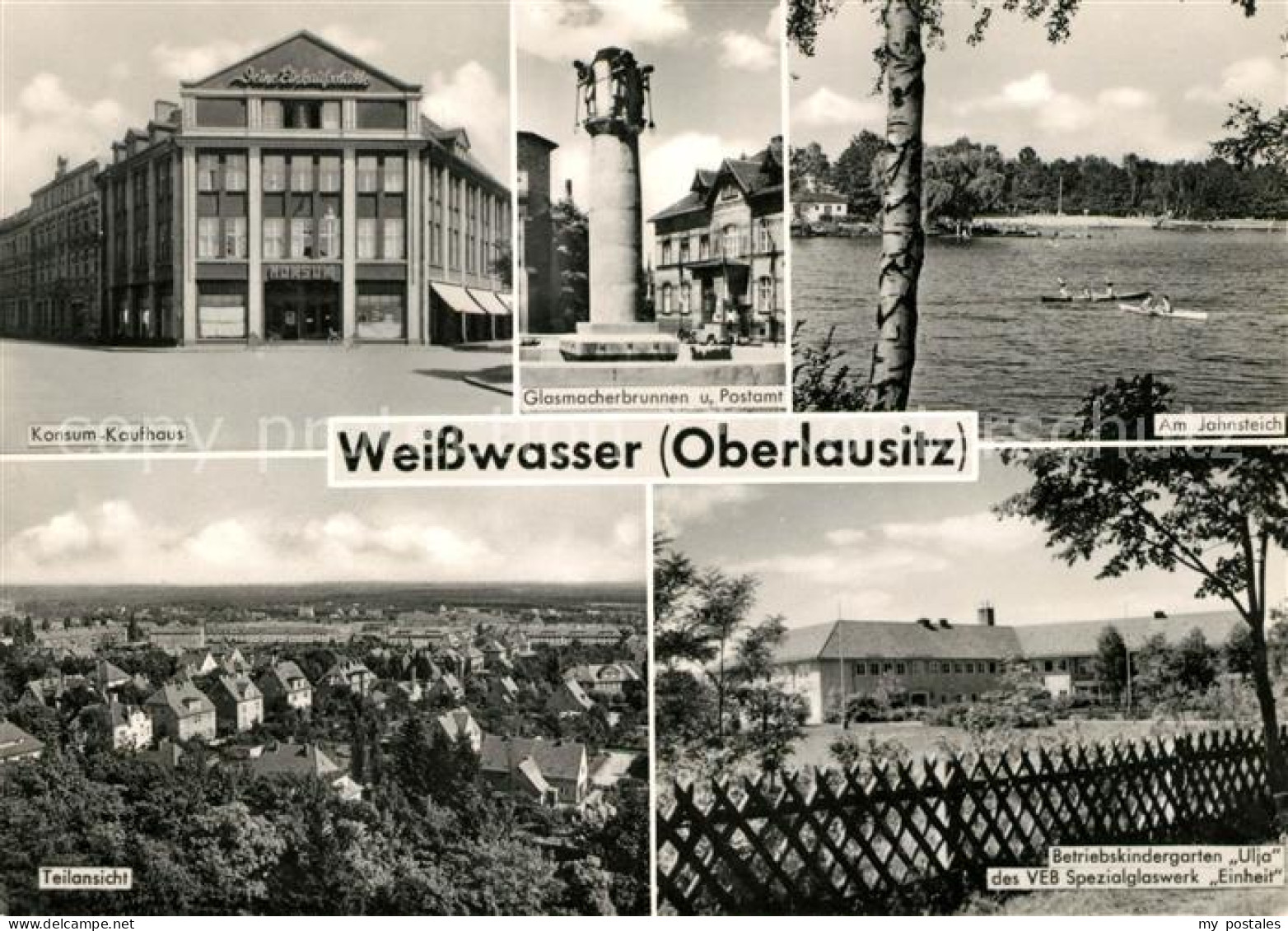 73031631 Weisswasser Oberlausitz Konsum Kaufhaus Glasmacherbrunnen Postamt Jahns - Weisswasser (Oberlausitz)