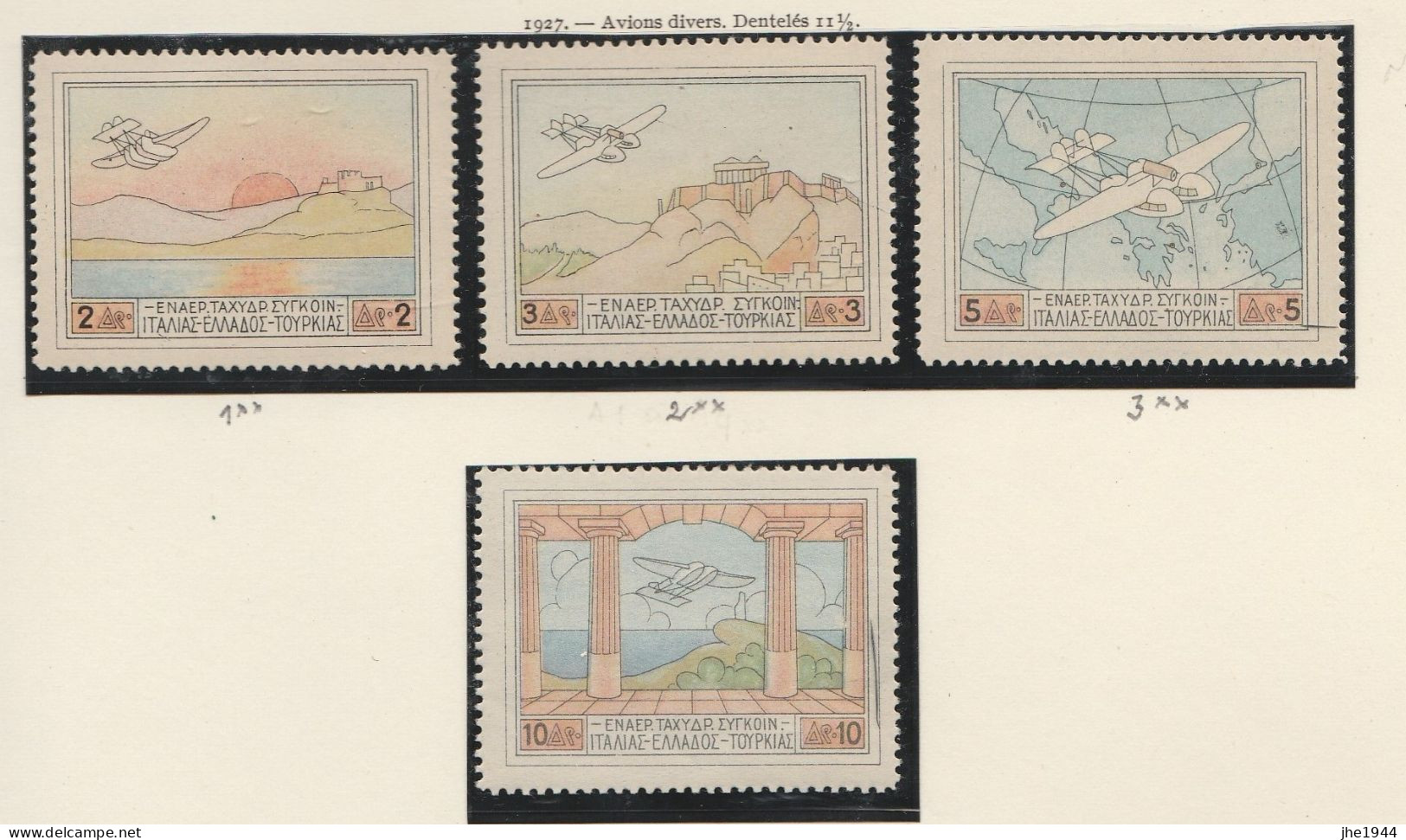 Grece Poste Aérienne N° 1 à 4 ** Neufs Série Hydravions - Unused Stamps