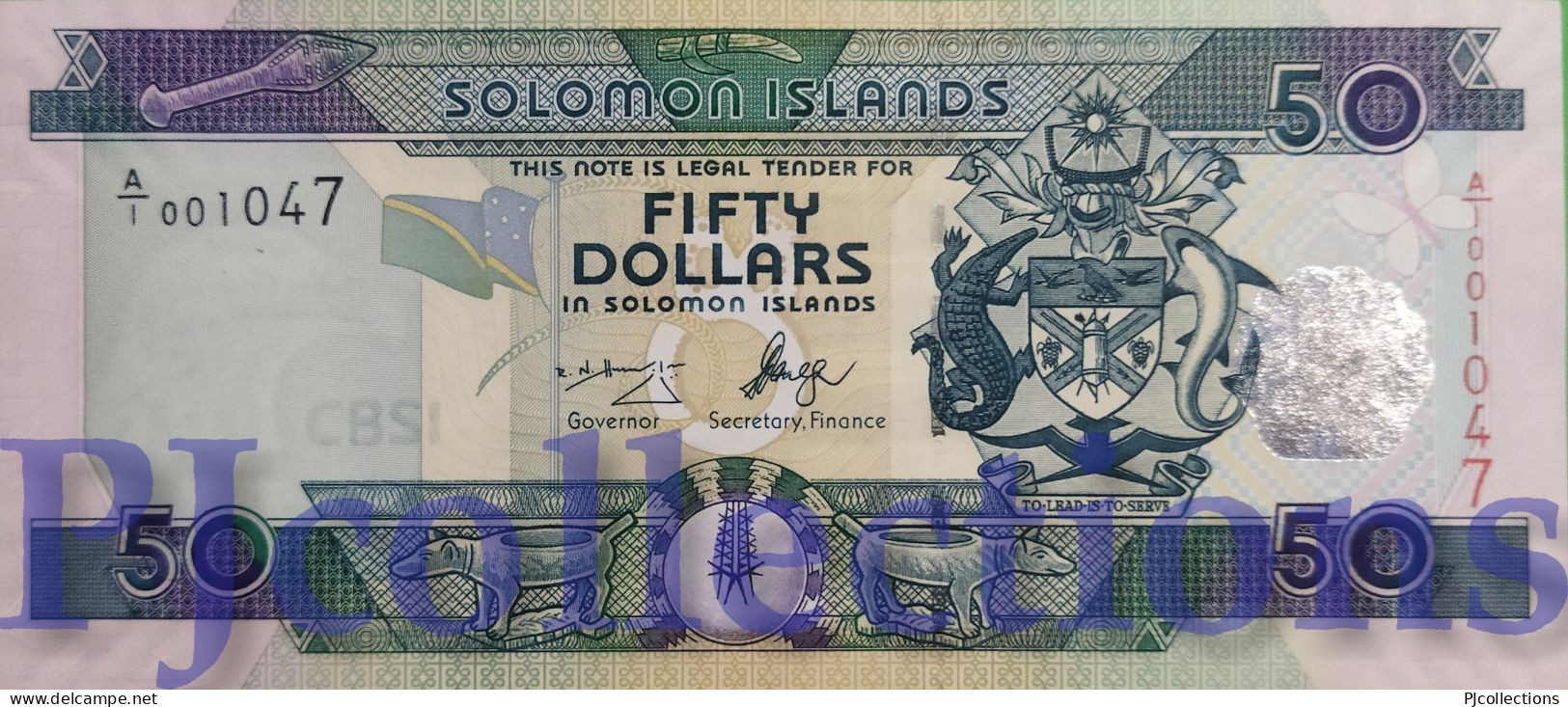 SOLOMON ISLANDS 50 DOLLARS 2004 PICK 29 UNC LOW SERIAL NUMBER "A/1 001038" - Solomonen