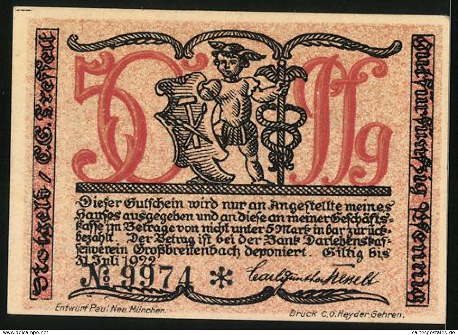 Notgeld Grossbreitenbach 192, 50 Pfennig, Mutter Mit Kind An Der Hand  - Lokale Ausgaben