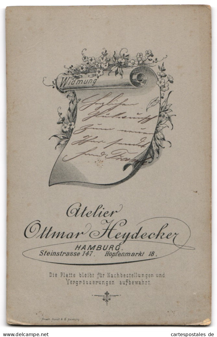Fotografie Ottmar Heydecker, Hamburg, Steinstr. 147, Bürgerliche Dame Im Kleid Mit Puffärmeln  - Personnes Anonymes
