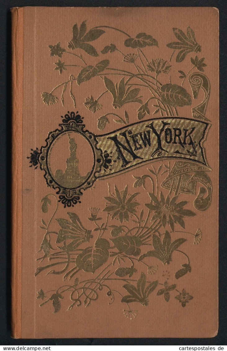 Leporello-Album 63 Lithographie-Ansichten New York, Vanderbilt Mansions, Windsor Hotel, Union Square, Wall Street Asyl  - Litografia