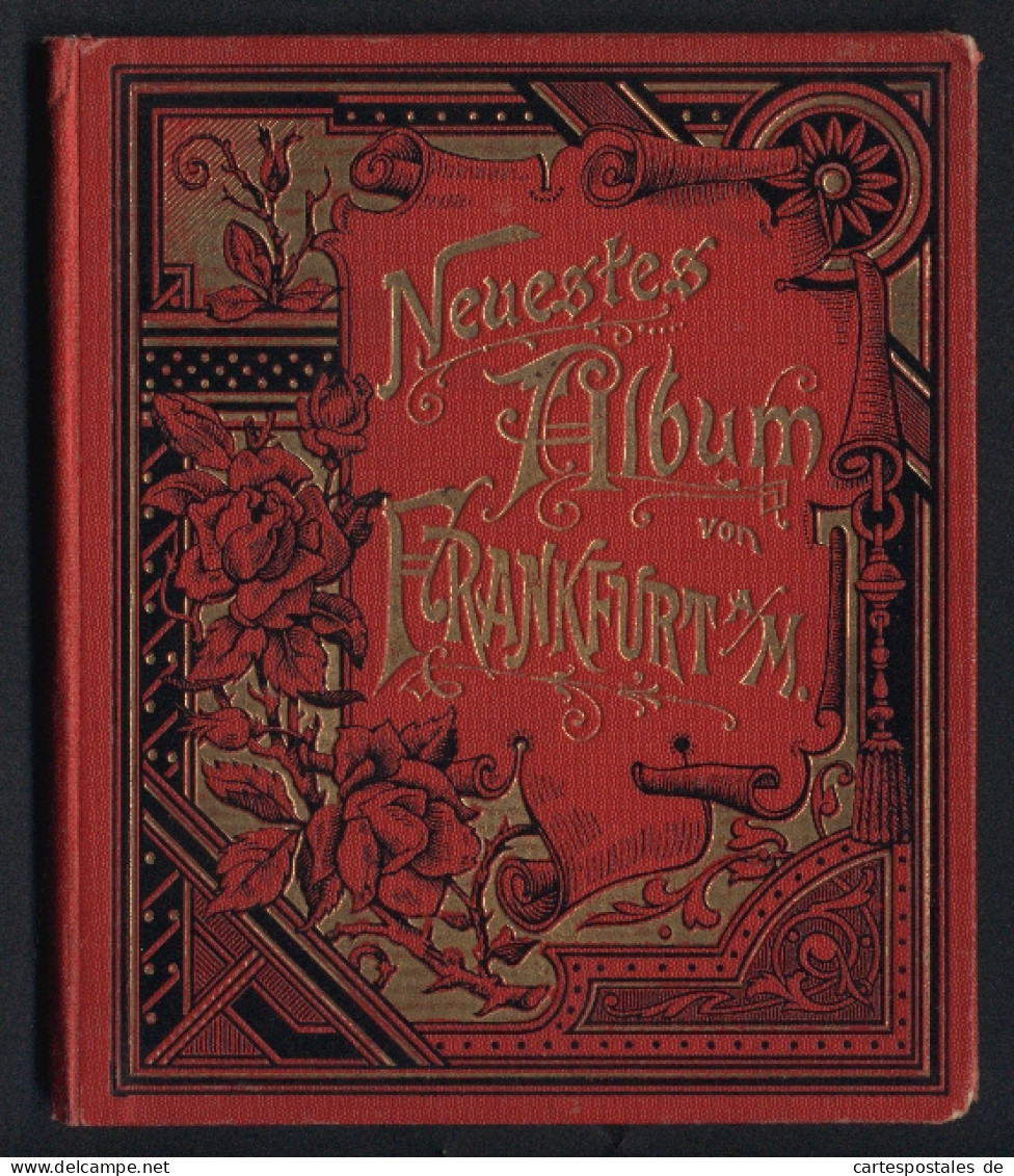 Leporello-Album 49 Lithographie-Ansichten Frankfurt / Main, Neue & Alte Synagoge, Int. Electrotech. Ausstellung 1891  - Litografia