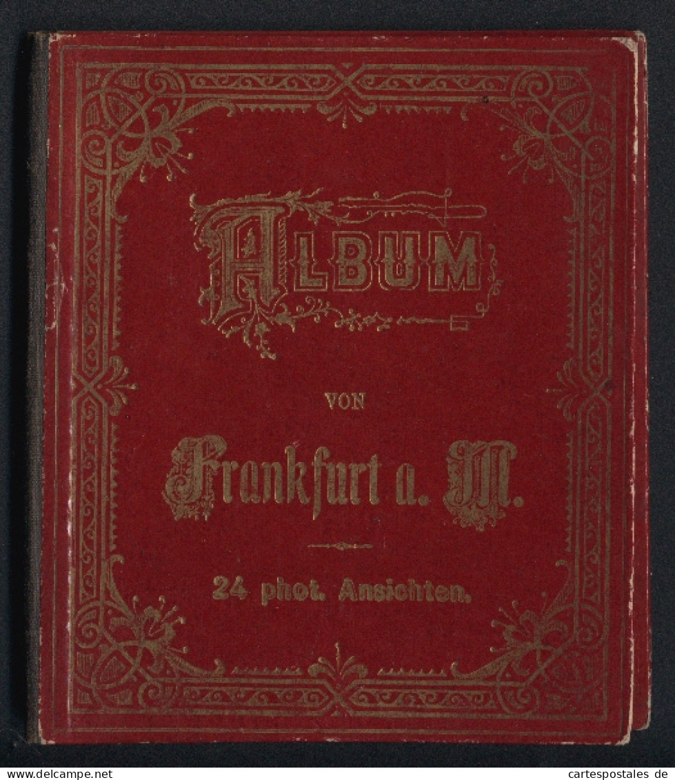 Leporello-Album 23 Lithographie-Ansichten Frankfurt / Main, Neue Synagoge, Rothschild Haus, Panorama, Börse, Palmgart  - Lithographien