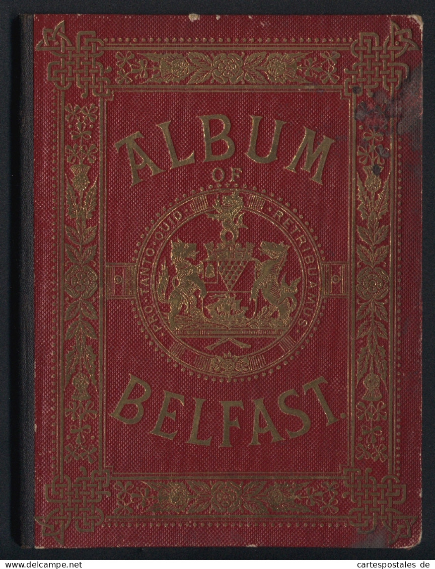 Leporello-Album 34 Lithographie-Ansichten Belfast, Donegal Place, Royal Avenue, High Street, Albert Memorial Ulster Ha  - Lithografieën