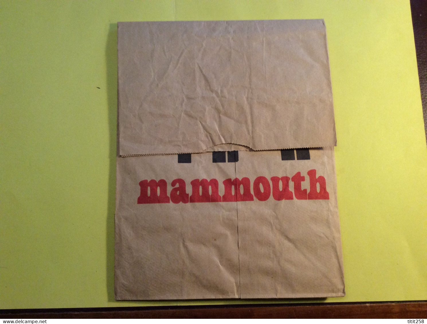 Ancienne Grande Poche Sac Papier Magasin Supermarché MAMMOUTH ( éléphant )  Années 70 / 80 - Advertising