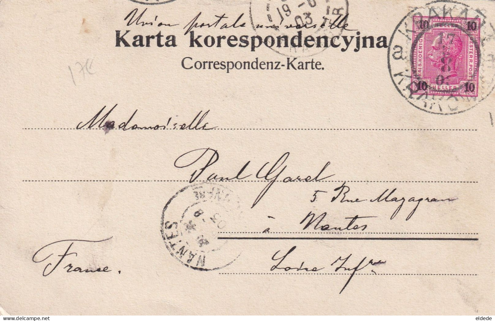 Krakow Krakau Ulica I Brama Floryanska   P. Used 1903 Austrian Stamp - Poland