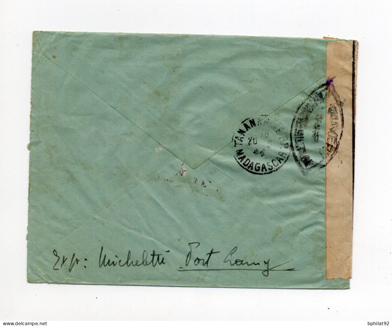 !!! LETTRE PAR AVION A EN-TETE GOUV GENERAL DE L'AEF DE FORT LAMY DE 1944 POUR MADAGASCAR, AVEC CENSURE - Lettres & Documents