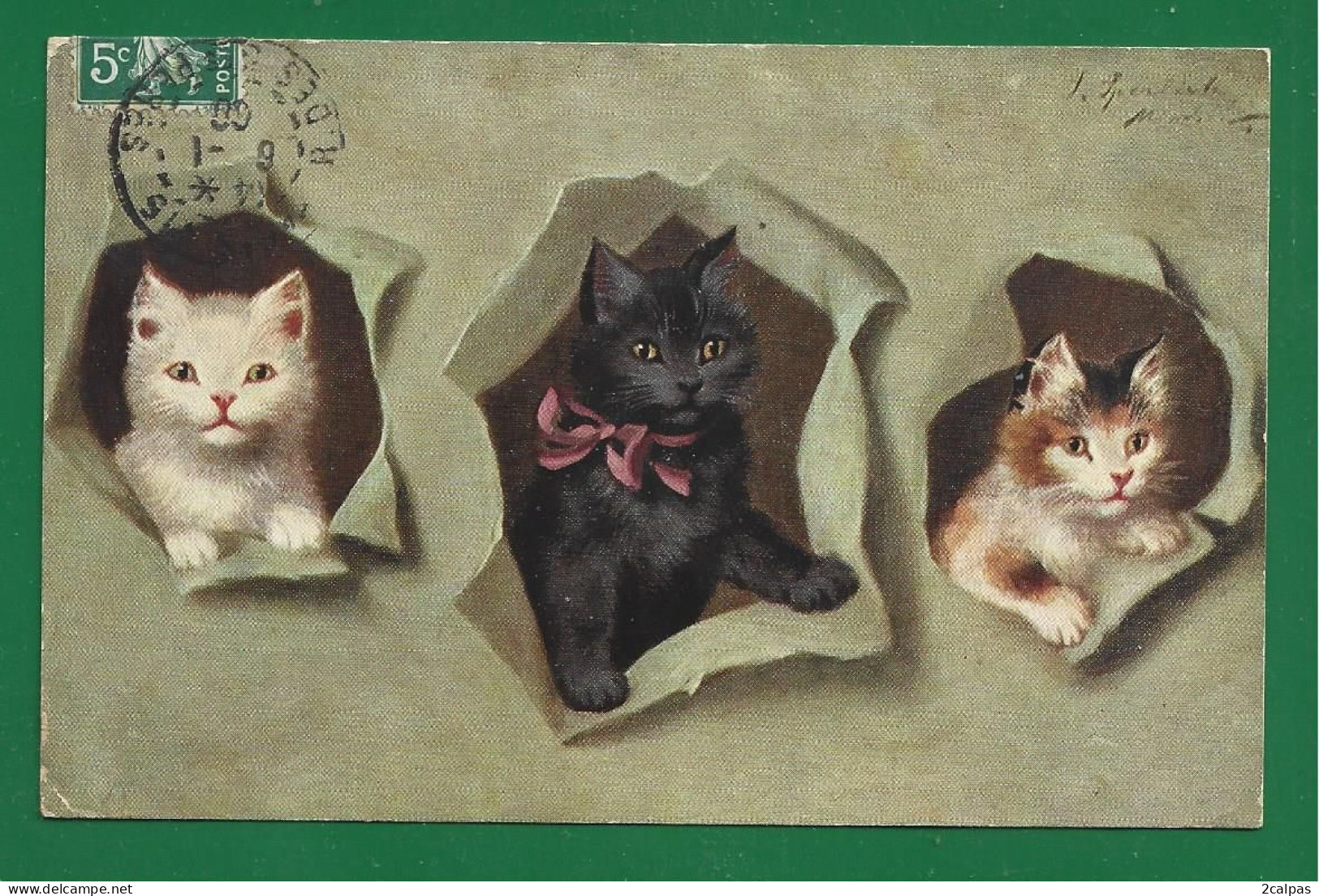 Chat - Illustrateur Sophie Sperlich. Portrait De Trois Petits Chats .cats , Serie 1869 - Chats