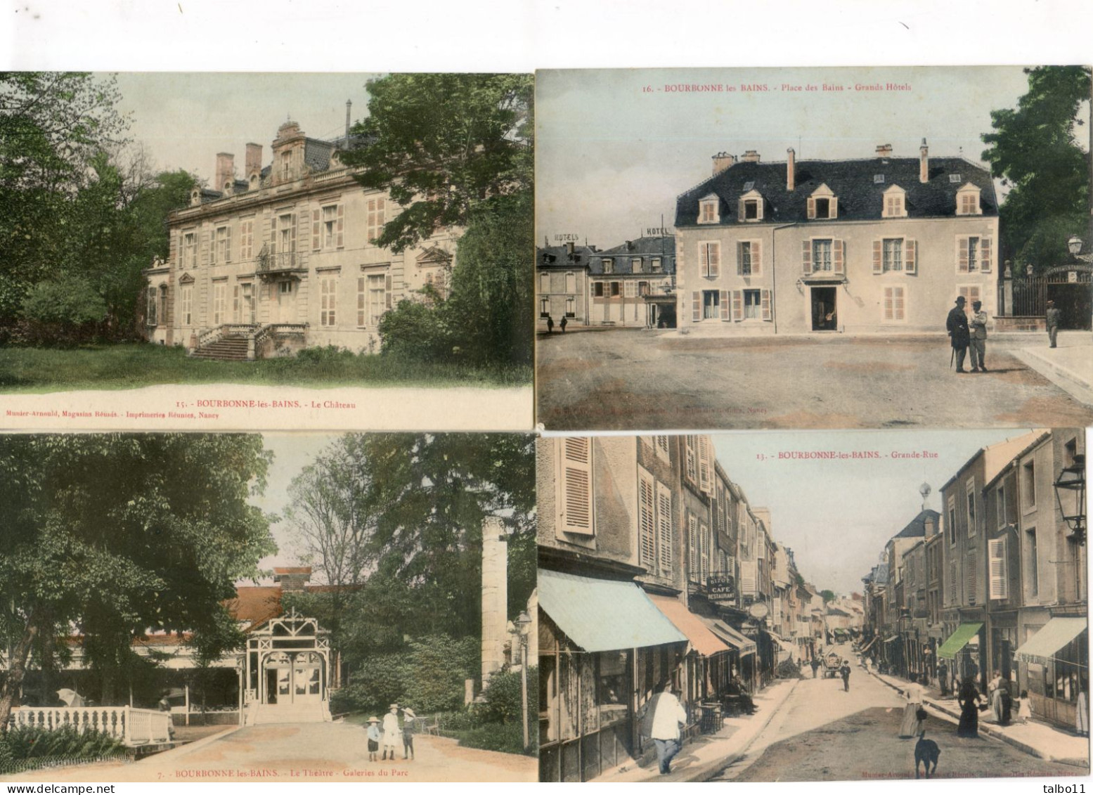 52 - Bourbonne Les Bains - Lot De 6 Cartes - Théâtre, Château, Grands Hôtels, Grande Rue, Temple, Parc,  Jeanne D'Arc - Bourbonne Les Bains