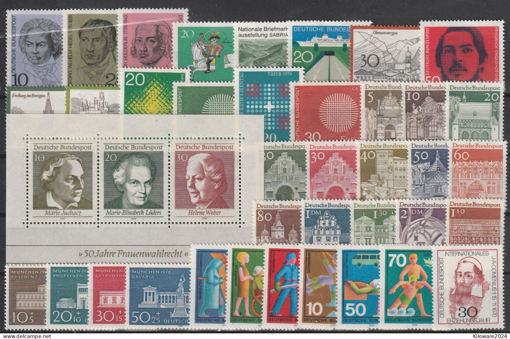 BRD: Lot Mit Versch. Werten Plus Blockausgabe, Postfrisch.  (032) - Lots & Kiloware (mixtures) - Max. 999 Stamps