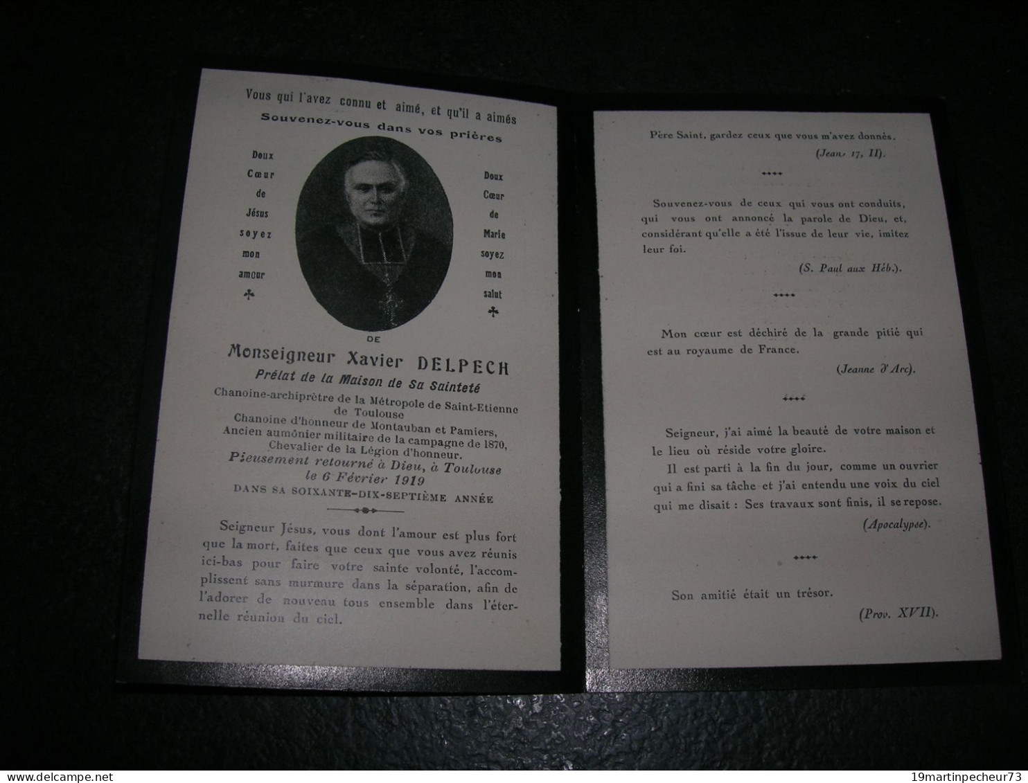 Image Pieuse Santini Faire Part De Décès Monseigneur Delpech Toulouse St Etienne Montauban Pamiers En 1919 - Devotion Images