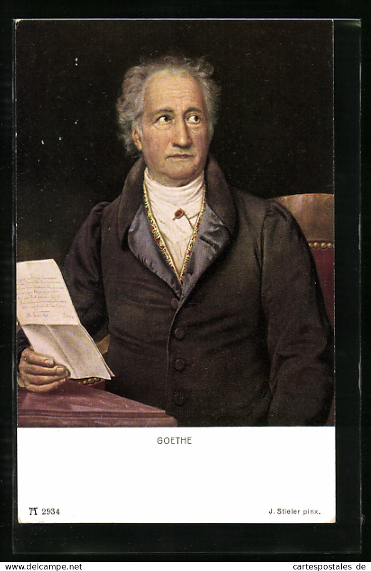 Künstler-AK Wolfgang V. Goethe Liest Einen Brief  - Schriftsteller