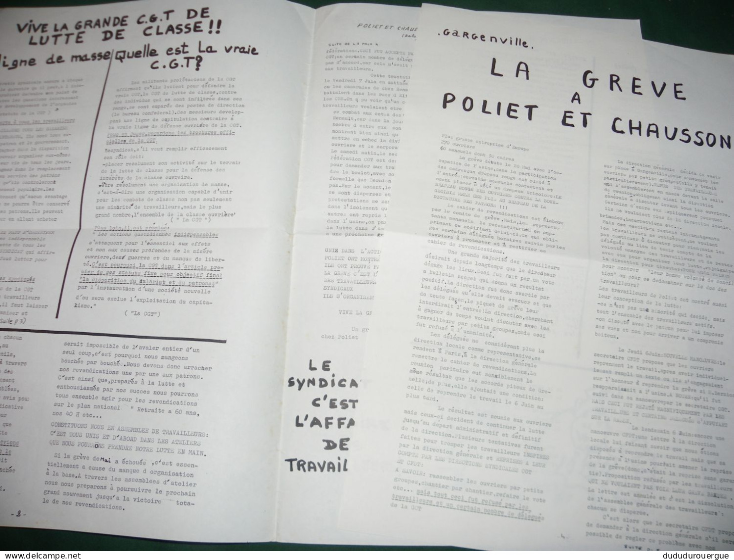 PROPAGANDE  1968 : L UNITE OUVRIERE , JOURNAL SYNDICALISTE PROLETARIEN REDIGE PAR DES MILITANTS CGT DE RENAULT - FLINS - Politiek