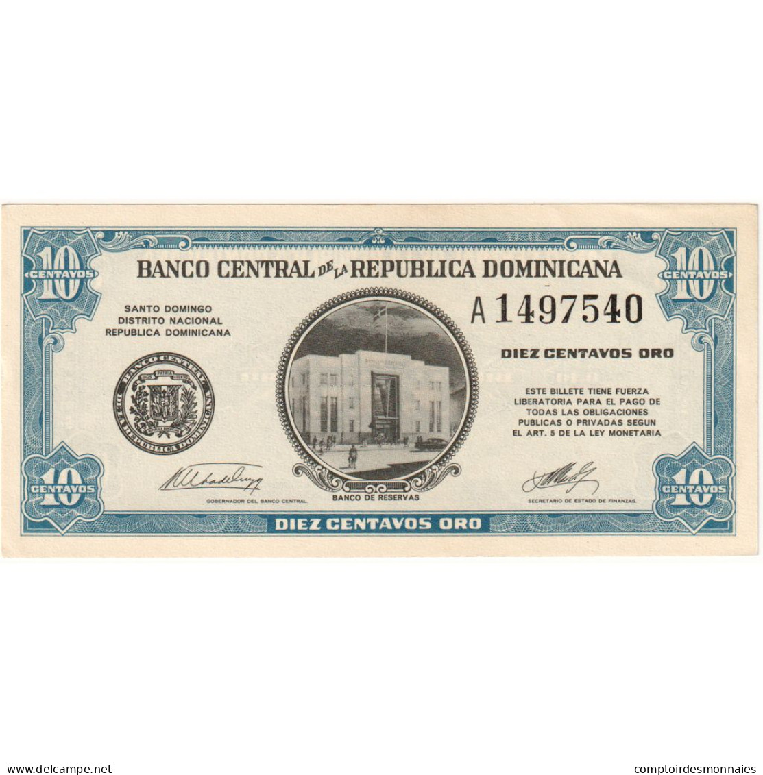 Billet, Dominican Republic, 10 Centavos Oro, 1961, Undated (1961), KM:85a, NEUF - Dominicaine