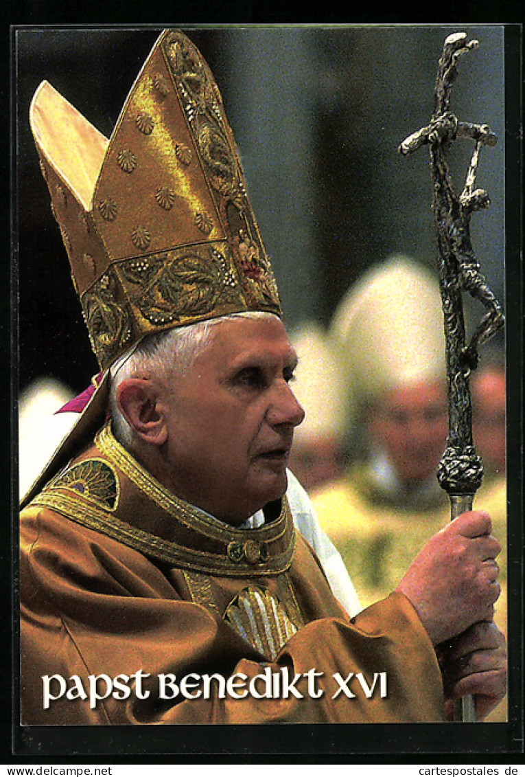 AK Papst Benedikt XVI Mit Mitra Und Ferula  - Popes