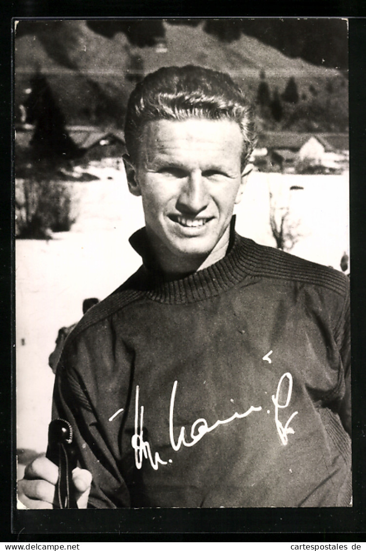 AK Hans Peter Lanig, Olympia 5. In Der Abfahrt 1959  - Sport Invernali