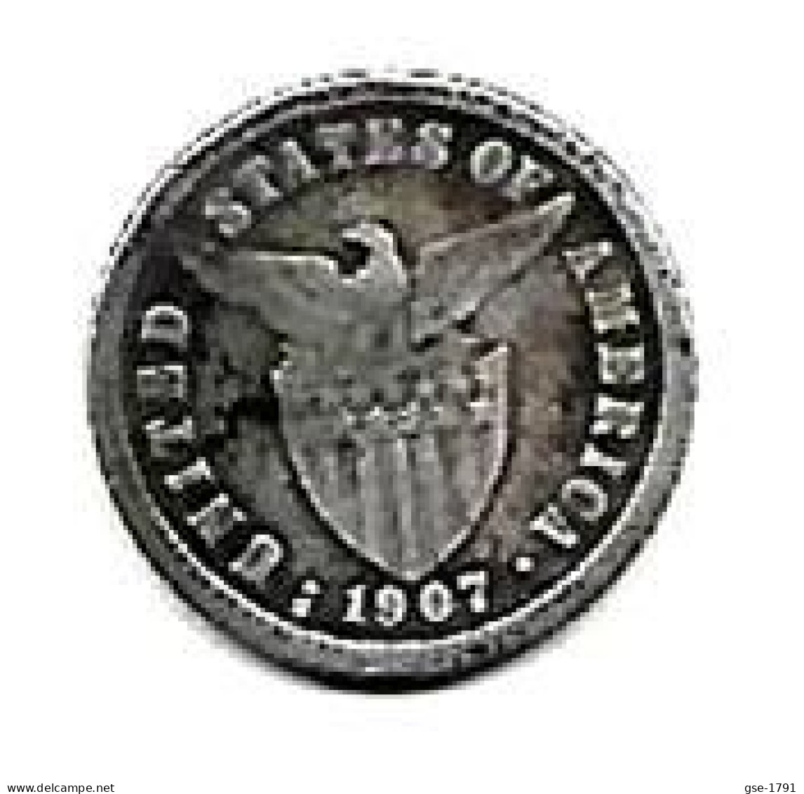 PHILIPPINES  US. Administration  10  Centavos  Eagle  KM169  Année 1907 Ag. 0.750 - Filippine