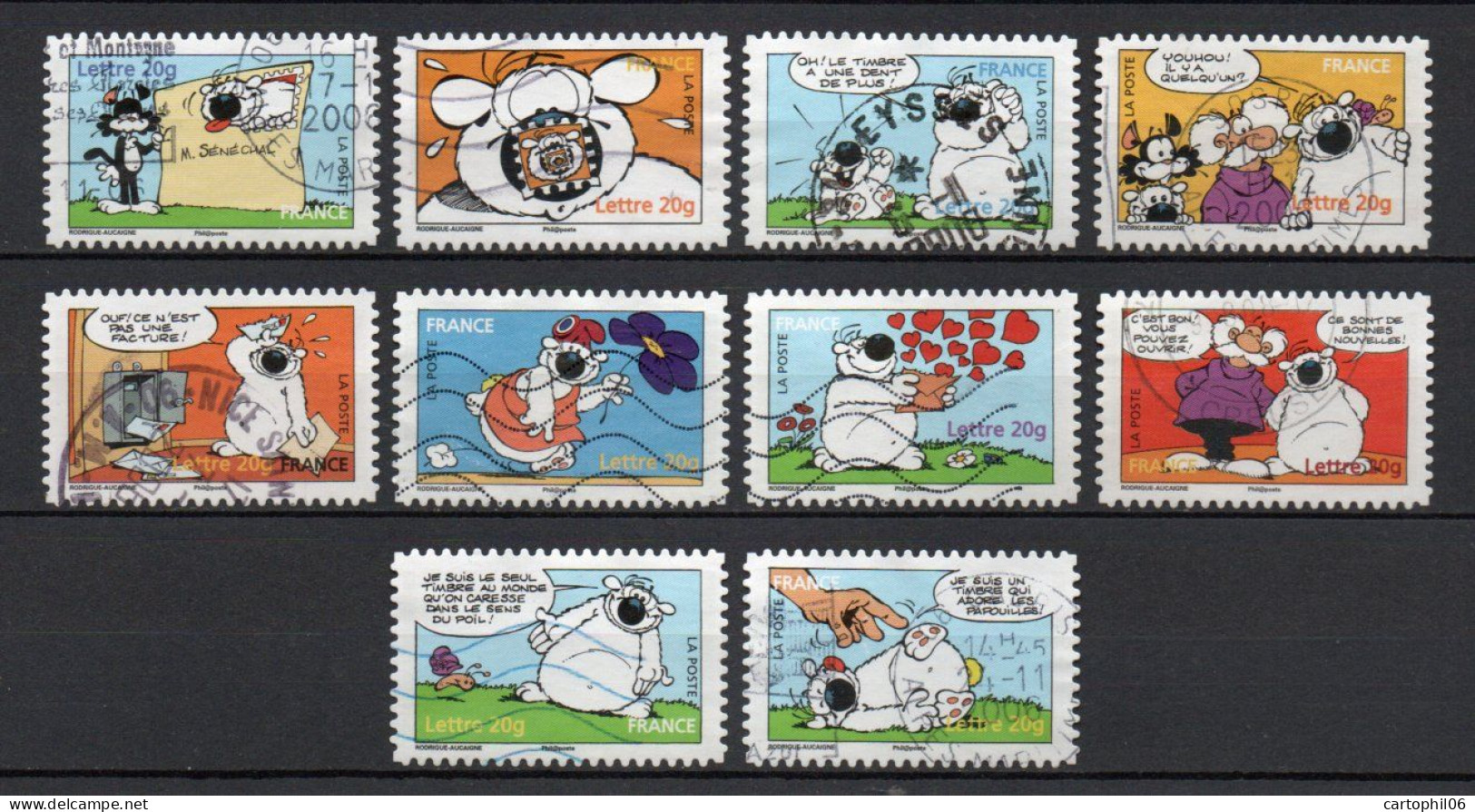 - FRANCE Adhésifs N° 86/95 Oblitérés - Série Complète SOURIRES (chien Cubitus) 2006 (10 Timbres) - - Used Stamps