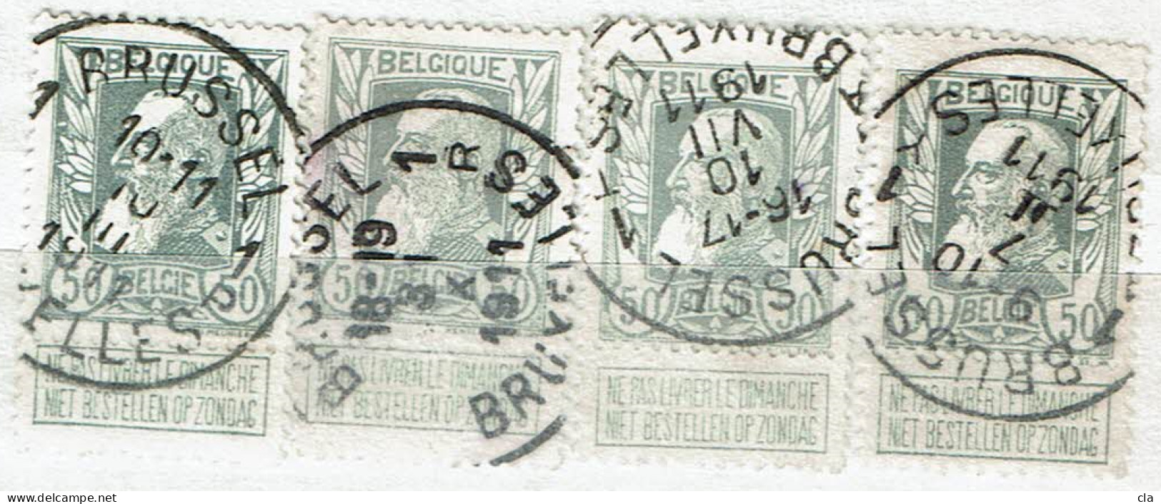 78  Obl  BXL 4 Obl.différentes - 1905 Grove Baard