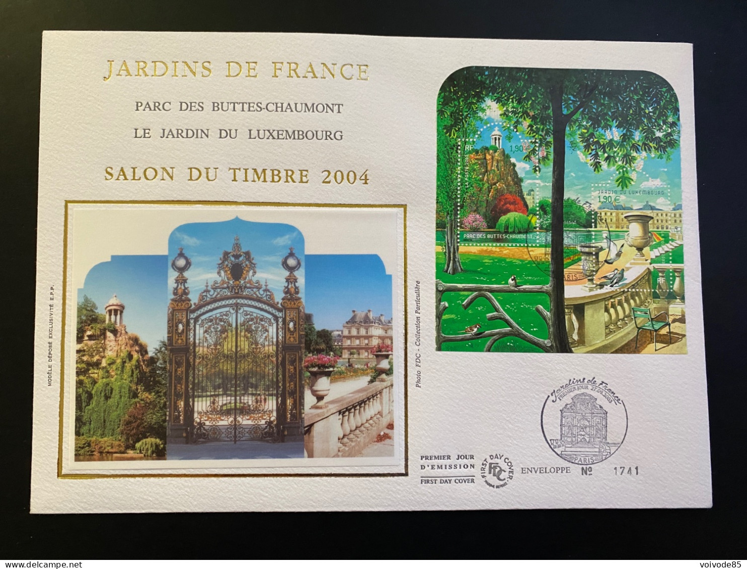 Enveloppe 1er Jour GF Soie "Jardins De France" - 27/09/2003 - BF62 - 3606/3607 - 2000-2009