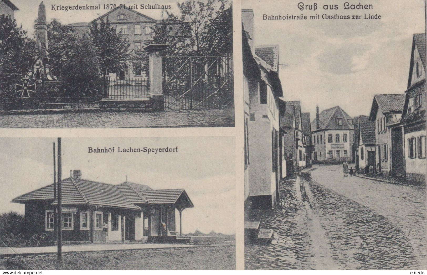 Gruss Aus Lachen Speyerdorf  Gasthaus Zur Linde . Gare Station  Written From Neustadt - Autres & Non Classés