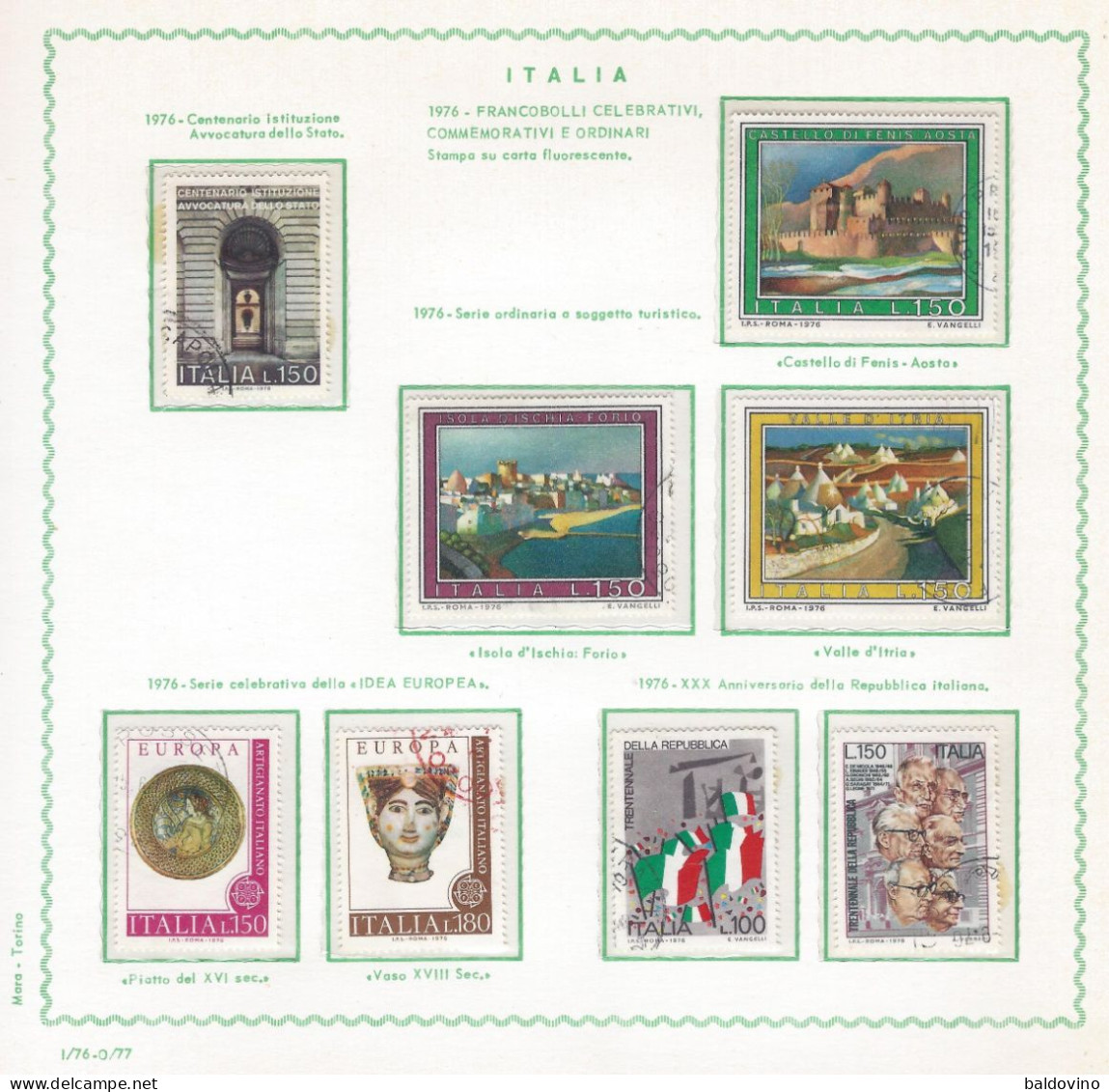 Italia 1976 Annata Completa Usata 39 Valori - Années Complètes