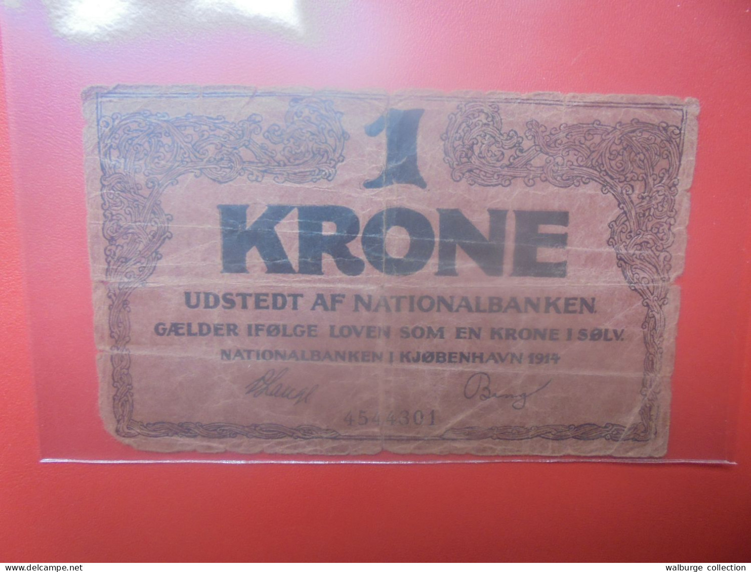 DANEMARK 1 KRONE 1914 (7 Chiffres) Circuler (B.33) - Dinamarca