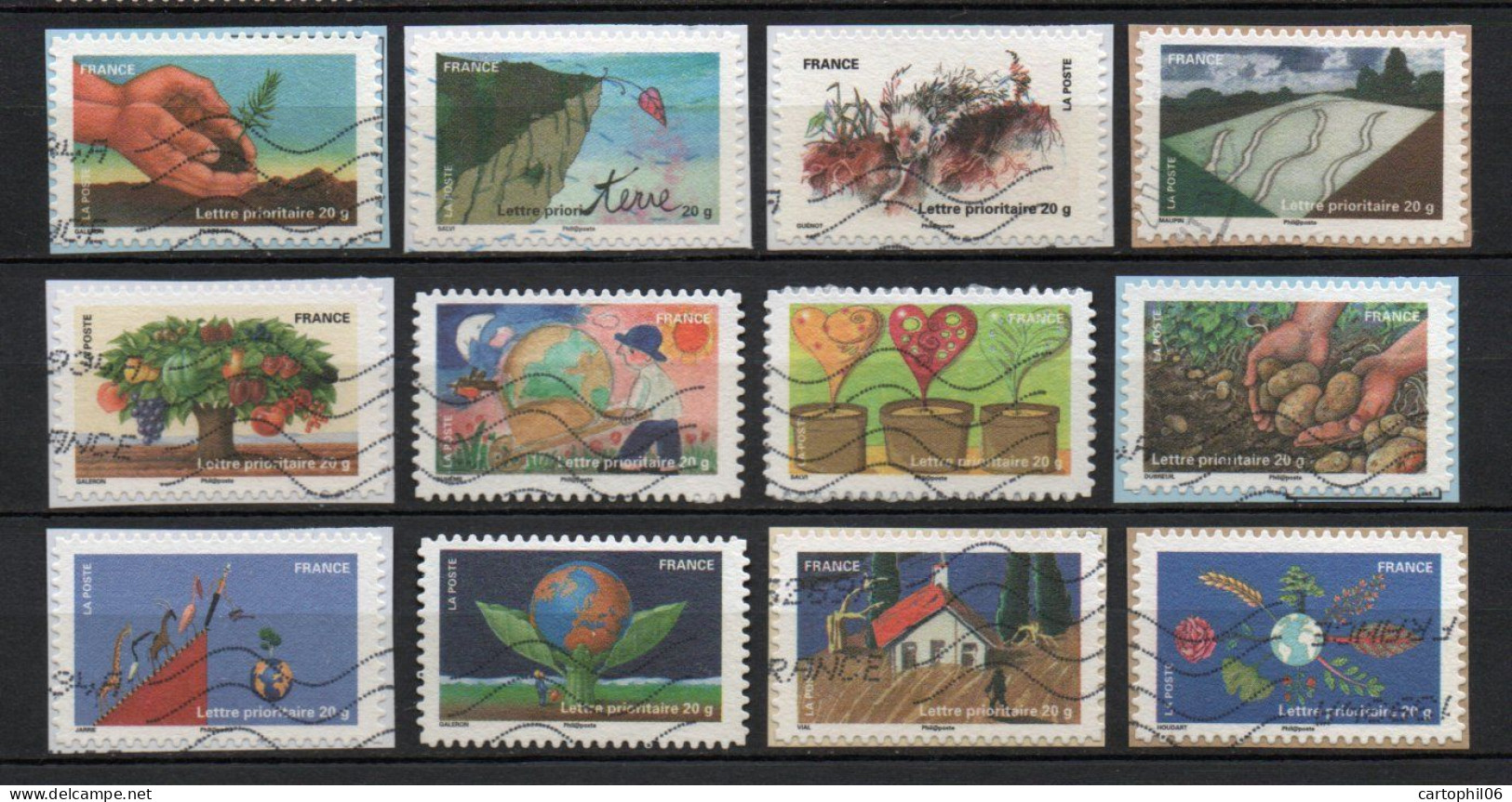 - FRANCE Adhésifs N° 526/37 Oblitérés - Série Complète FÊTE DU TIMBRE  2011 (12 Timbres) - - Oblitérés