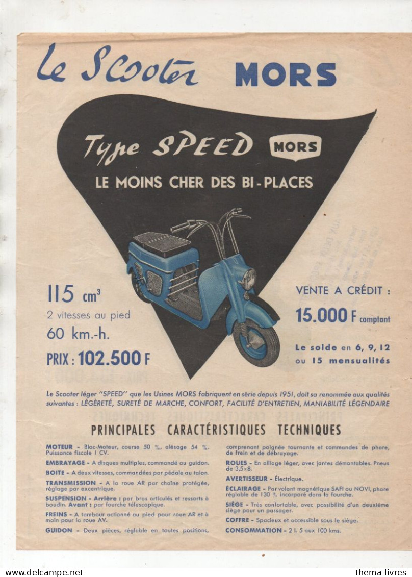 Skooter MORS  Type SPEED Au Recto, Type PARIS-NICE Au Verso (PPP47359) - Advertising