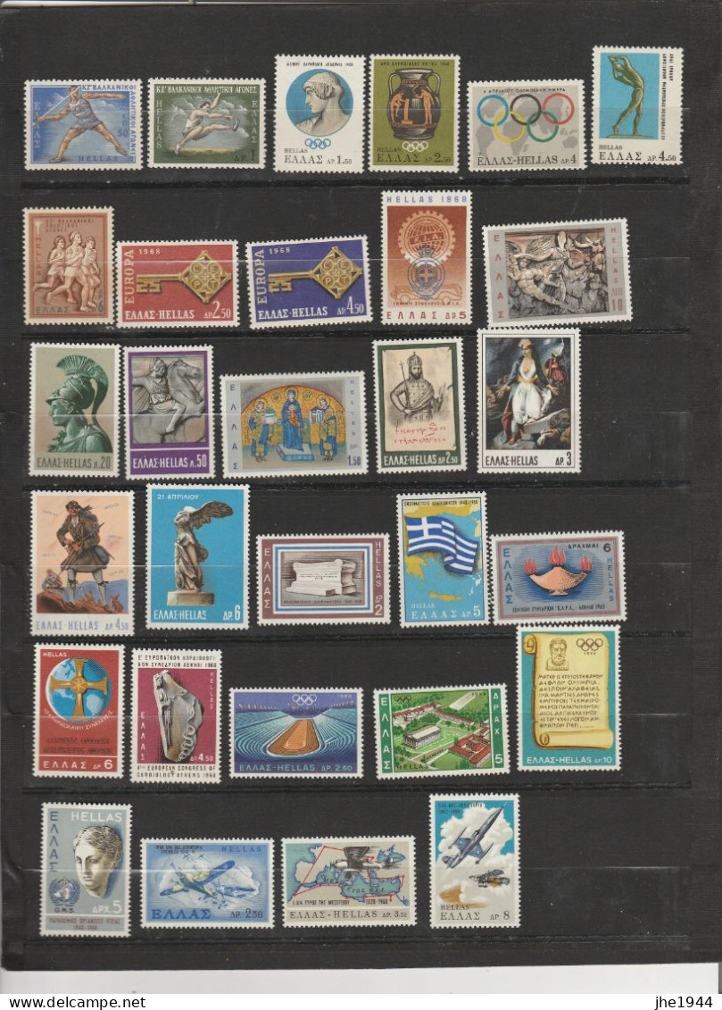 Grece N° 0944 à 973 ** Année 1968 Compléte 30 Valeurs - Unused Stamps