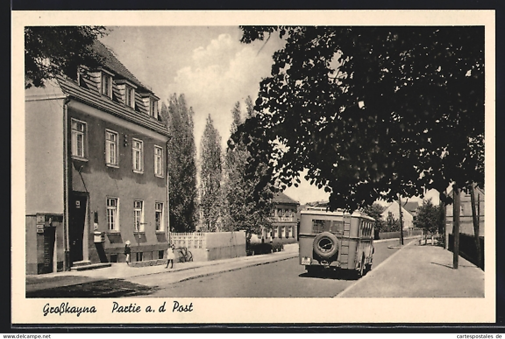 AK Grosskayna, Partie An Der Post, Autobus  - Sonstige & Ohne Zuordnung