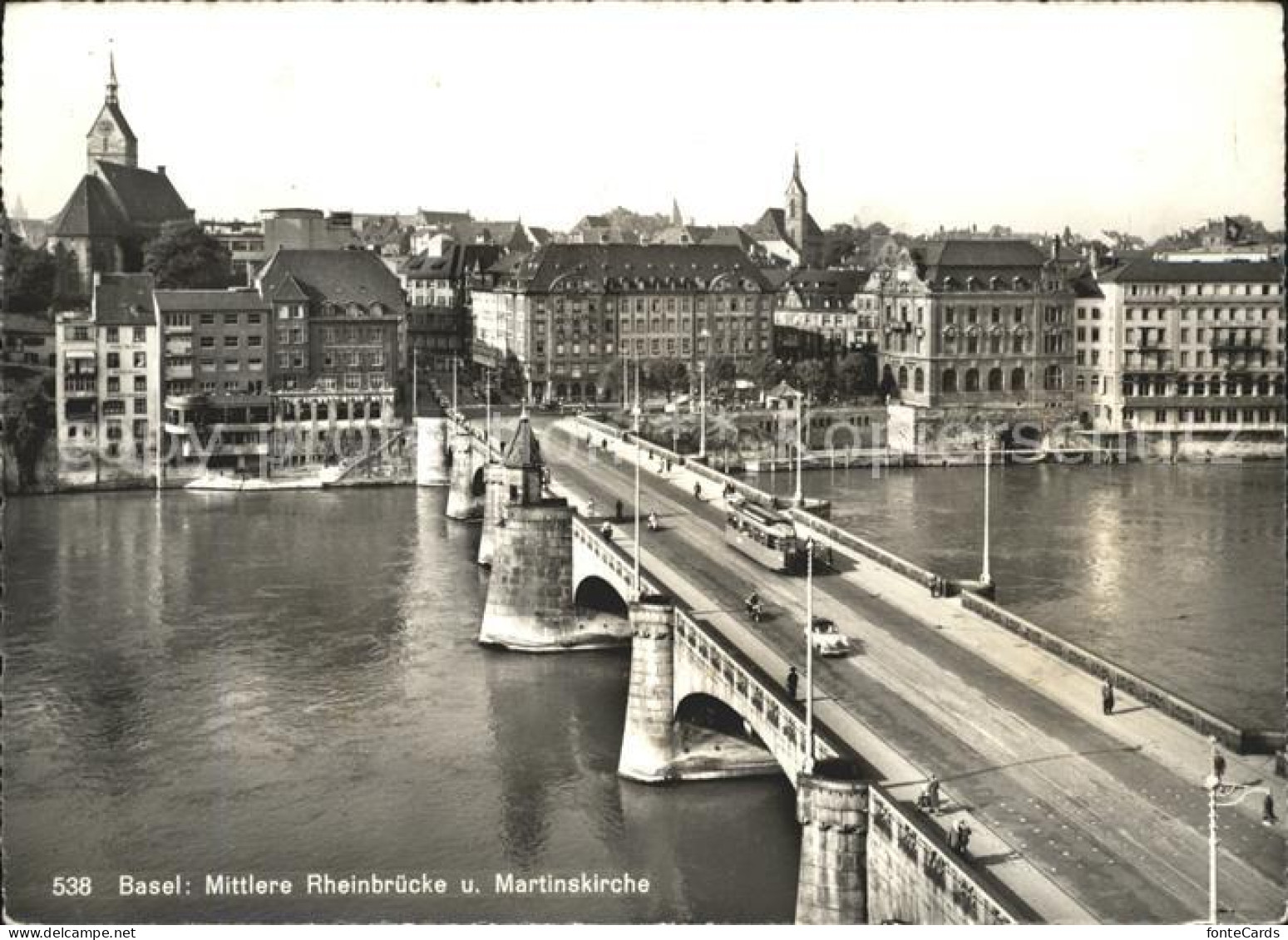 11622645 Basel BS Mittlere Rheinbruecke Martinskirche Strassenbahn Basel BS - Andere & Zonder Classificatie