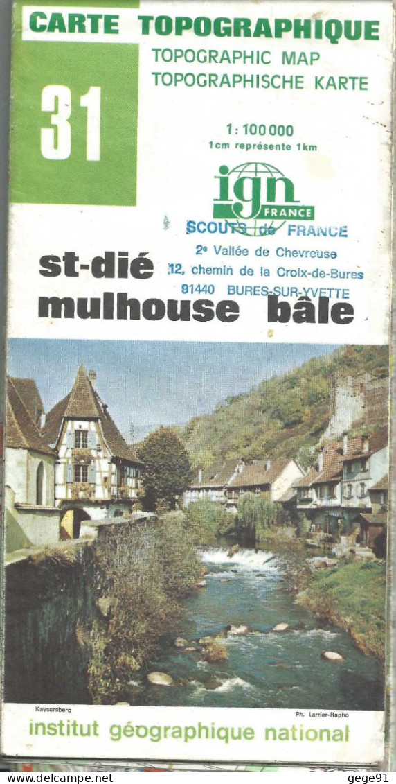 Carte IGN 1/10000 - St Dié Mulhouse Bâle - 31 - édition De 1982 - Mapas Topográficas