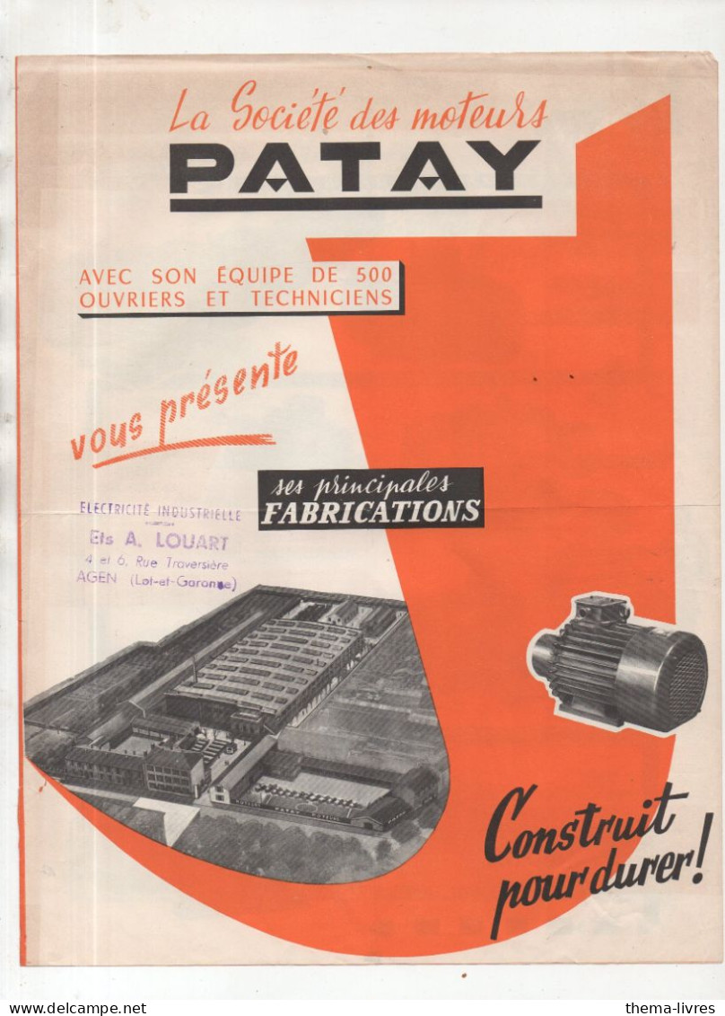 Lyon (69) Cataloque MOTEURS PATAY   (4p Illustrées, Paper Fin  (PPP47362) - Advertising