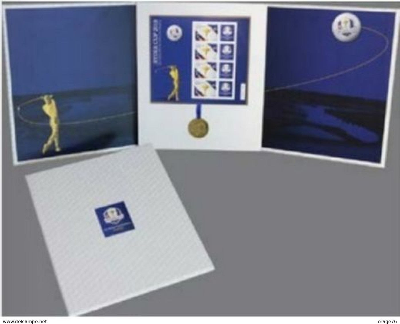 FRANCE 2018 COFFRET GOLF RYDER CUP , NEUF** BLOC FEUILLET NUMÉROTÉ FOND BLEU + MÉDAILLE TTB - Mint/Hinged