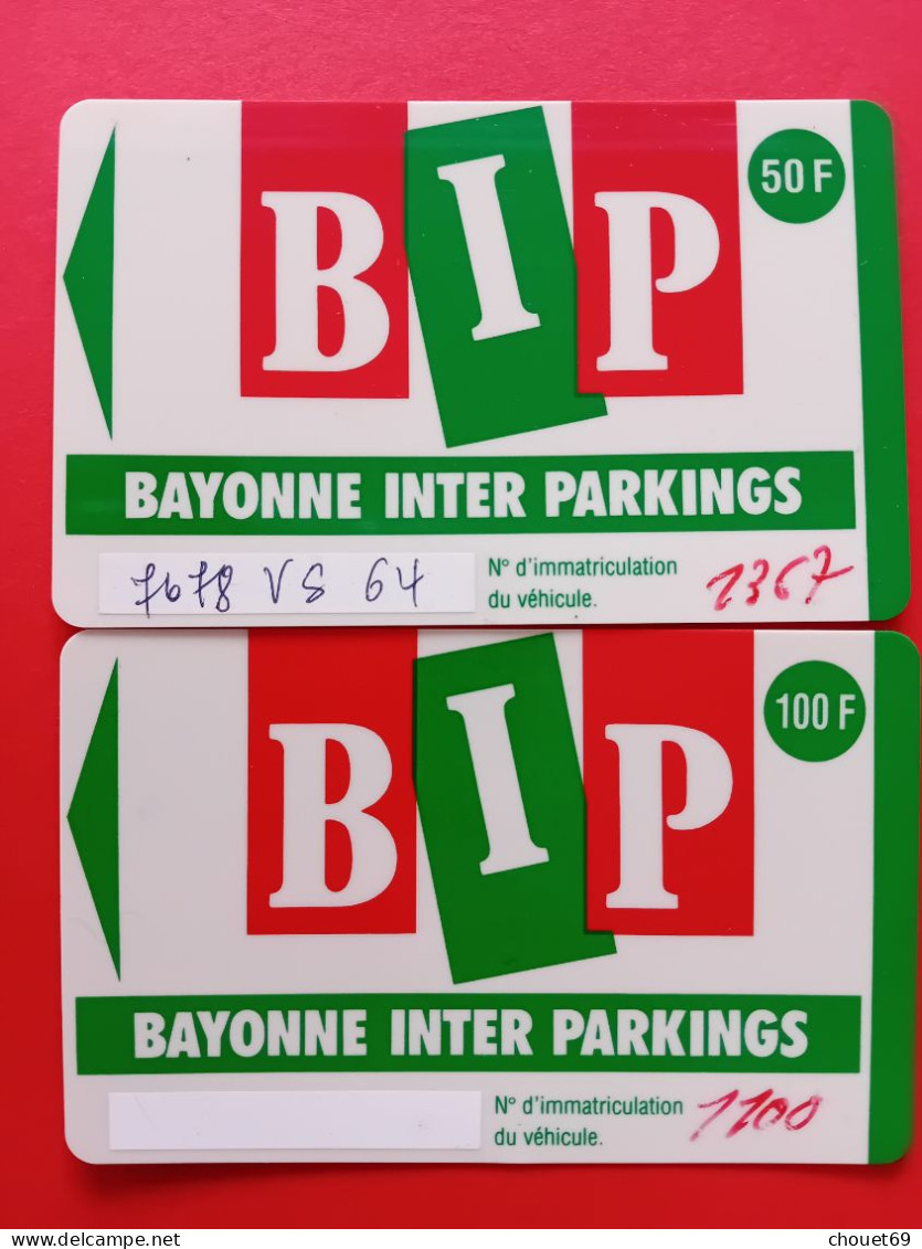 PIAF BIP BAYONNE INTER PARKINGS 50FF Et 100FF Cartes Magnetiques (BB0615 - PIAF Parking Cards