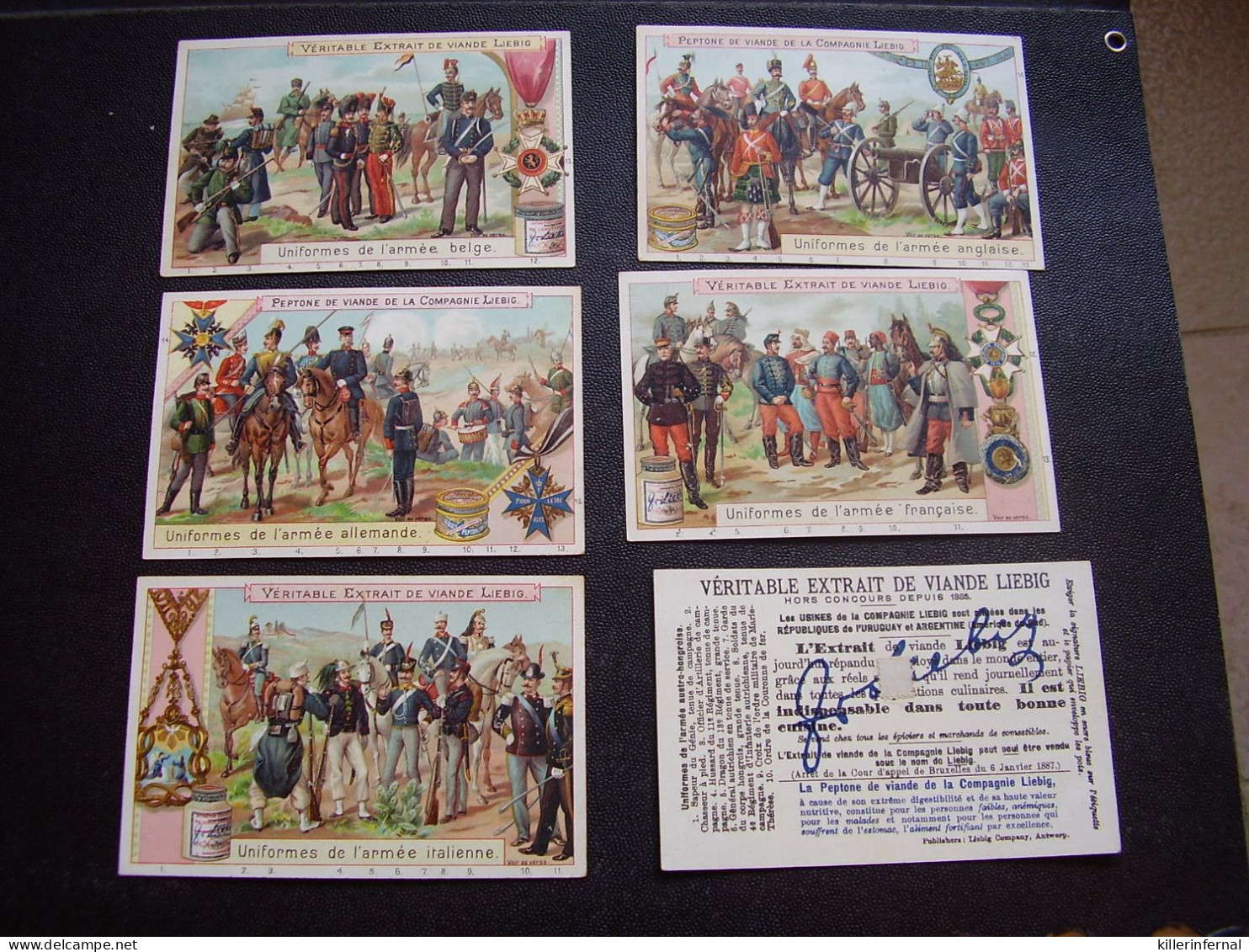Original Old Cards Chromos Liebig S 608 Uniformes De L' Armée Belge Complet - Liebig
