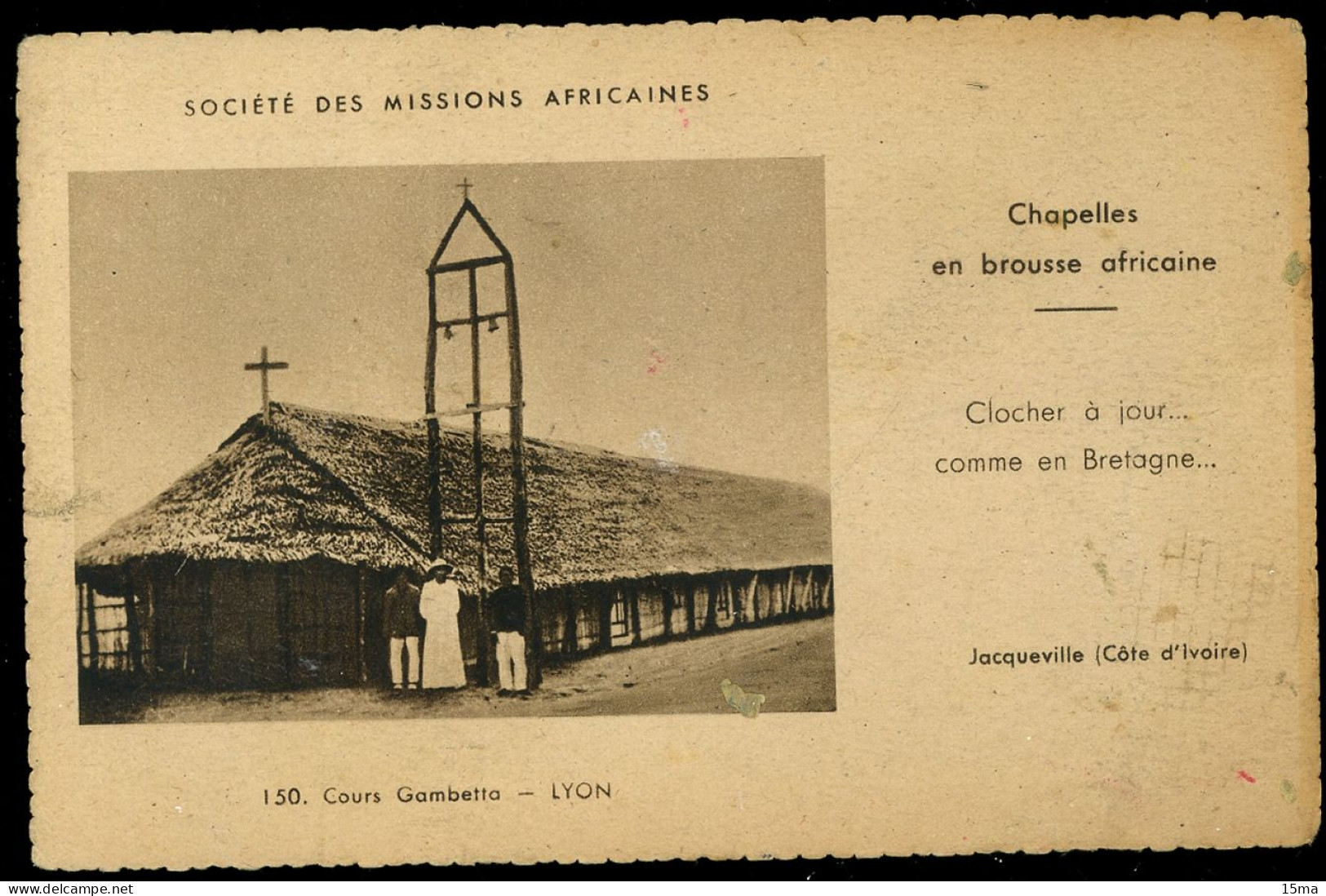 Cote D'Ivoire Jacqueville Société Des Missions Africaines Chapelles En Brousse Africaine - Ivoorkust