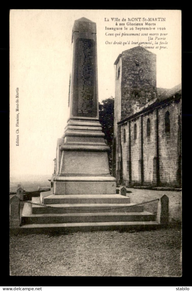 54 - MONT-SAINT-MARTIN - LE MONUMENT AUX MORTS - Mont Saint Martin