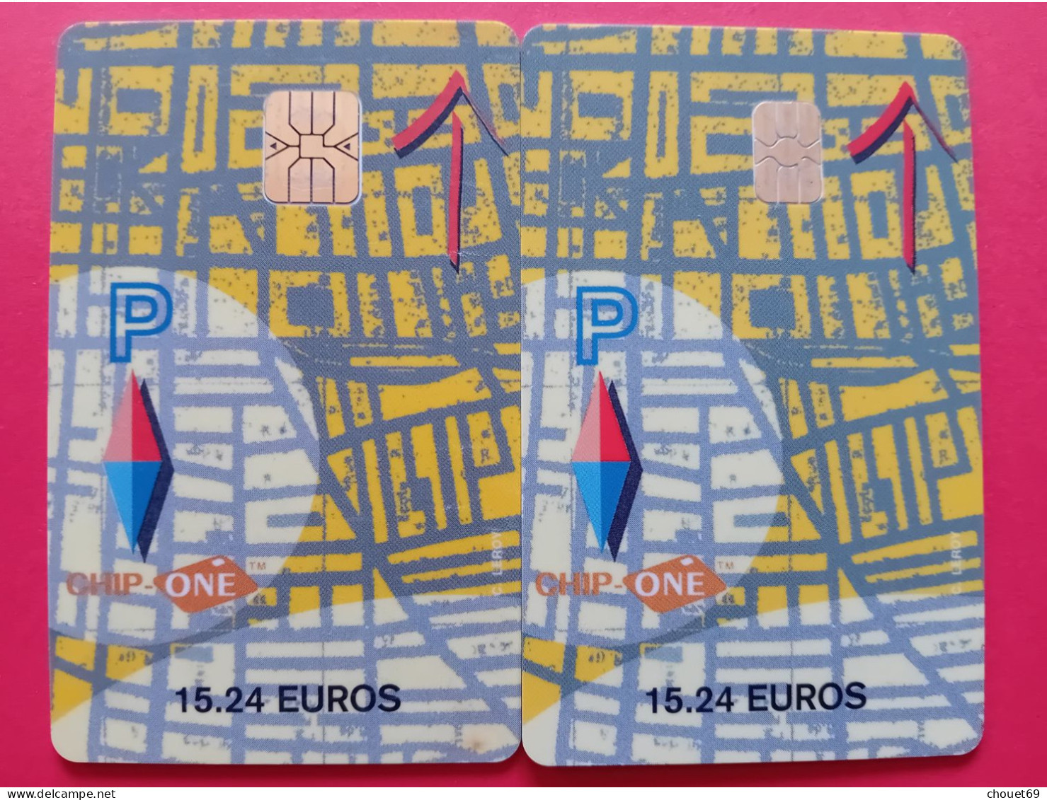 2 CARTES A PUCE Differentes CHIP CARD PARKING SCHLUMBERGER SEMA DEMO TEST (BB0615 - PIAF Parking Cards