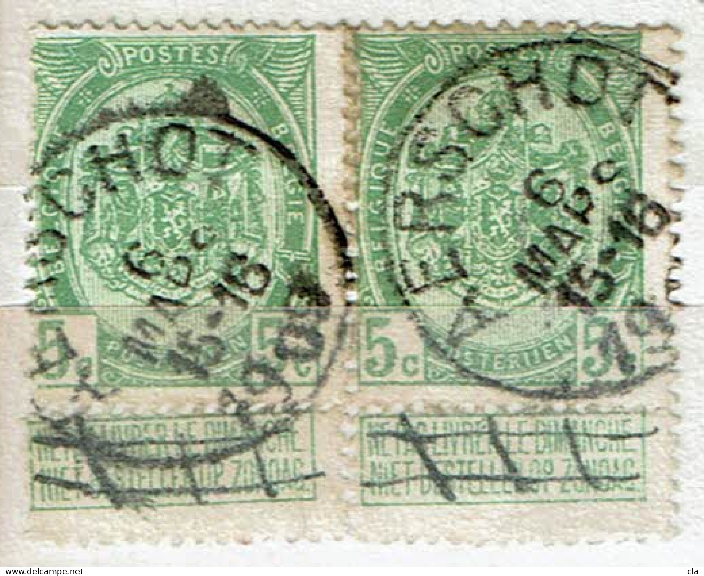 83  Paire  Obl  Aerschot - 1893-1907 Wapenschild