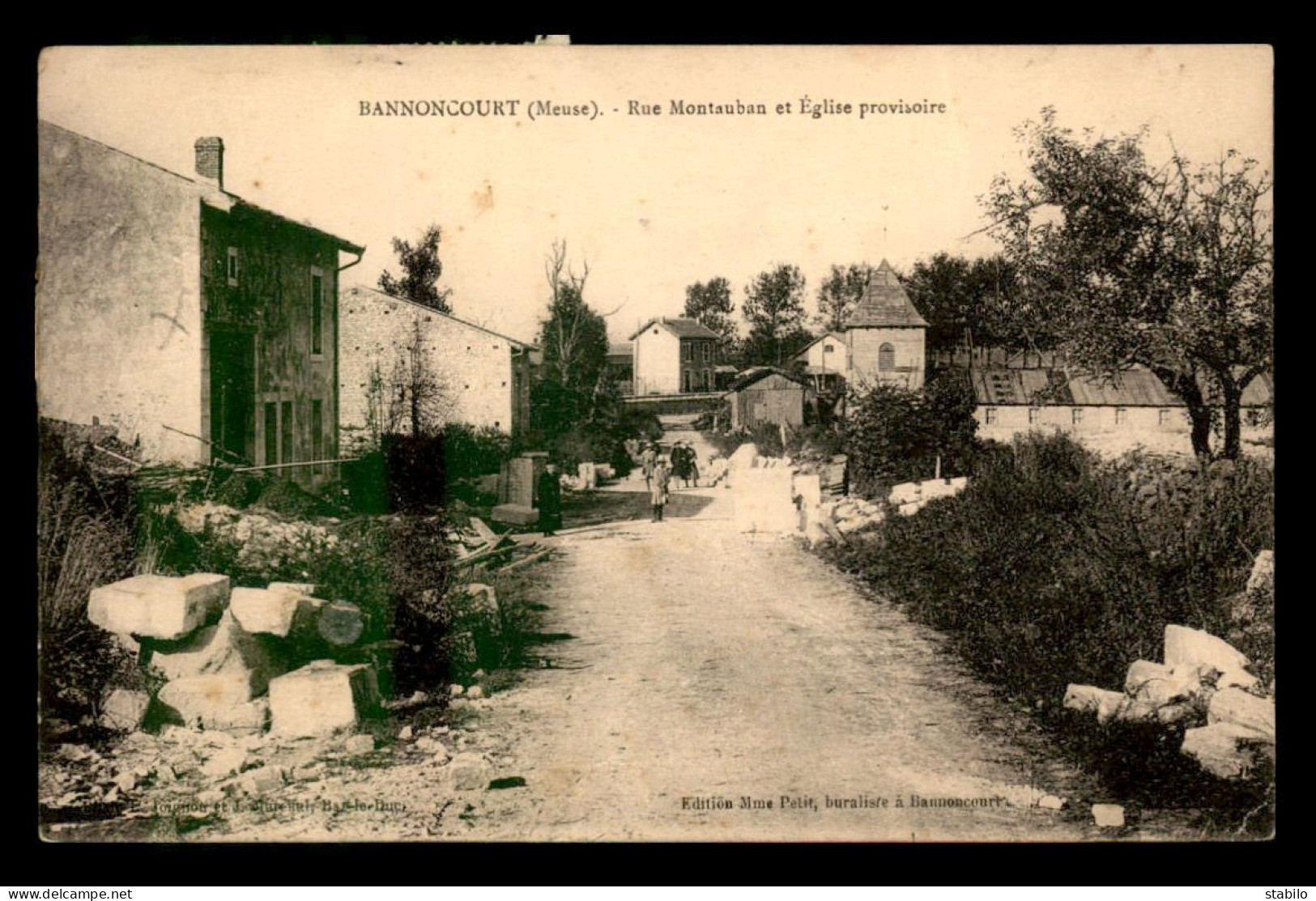 55 - BANNONCOURT - RUE MONTAUBAN ET EGLISE PROVISOIRE - EDITEUR MME PETIT - Other & Unclassified