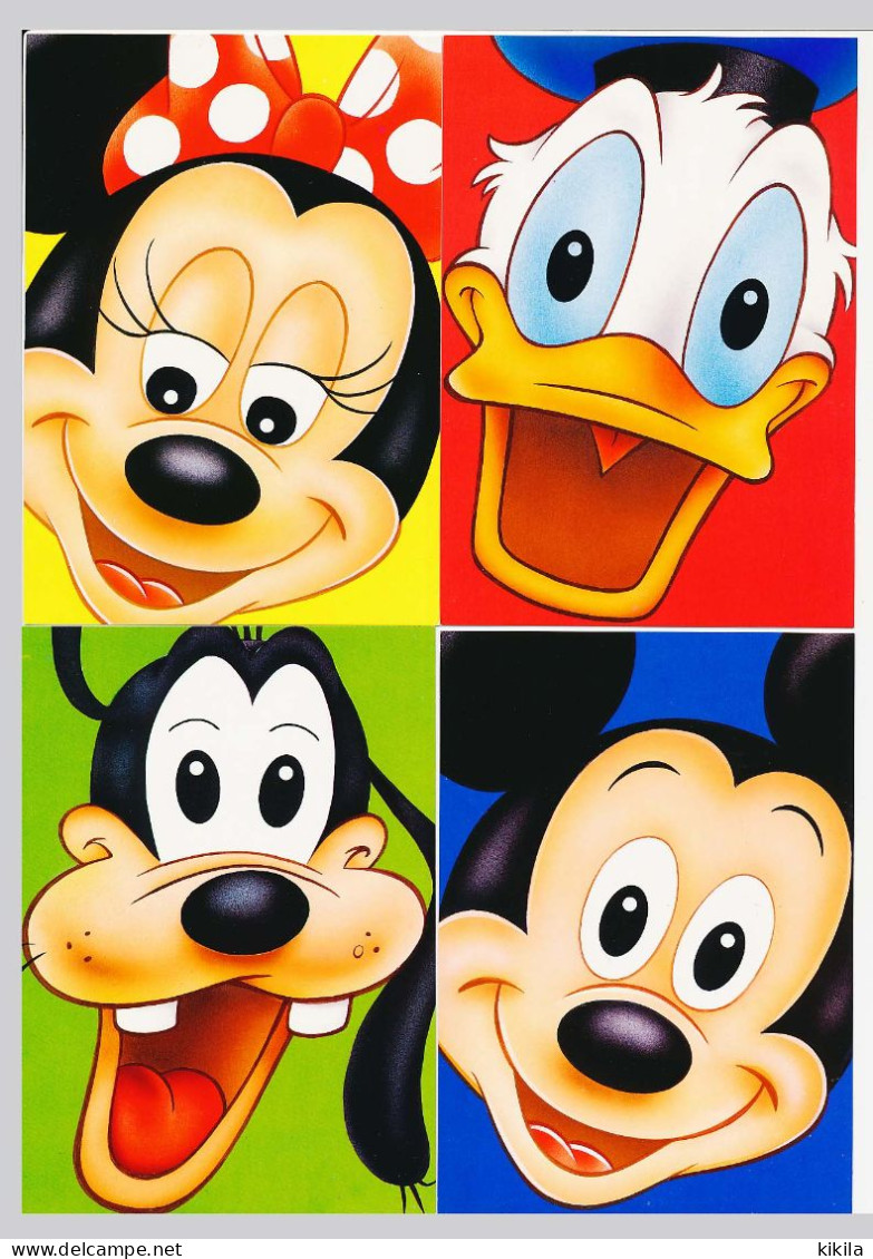 4 CPSM / CPM 10.5 X 15 Walt Disney Tête De  Mickey Minnie Donald Dingo Série Complète - Other & Unclassified
