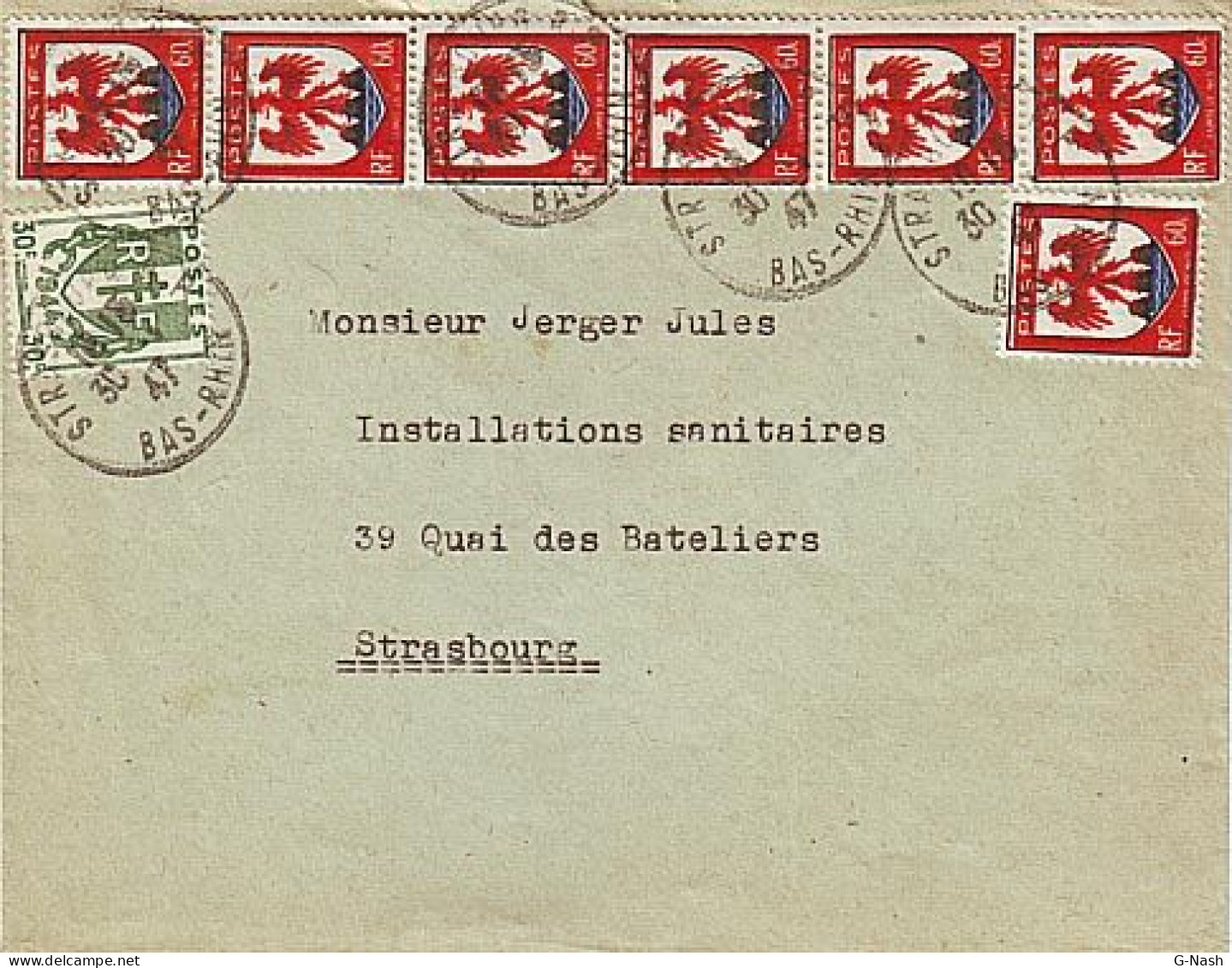 Lettre Intra-muros - Strasbourg Le 30 Janvier 1947 - Affranchissement Composé - Cartas & Documentos