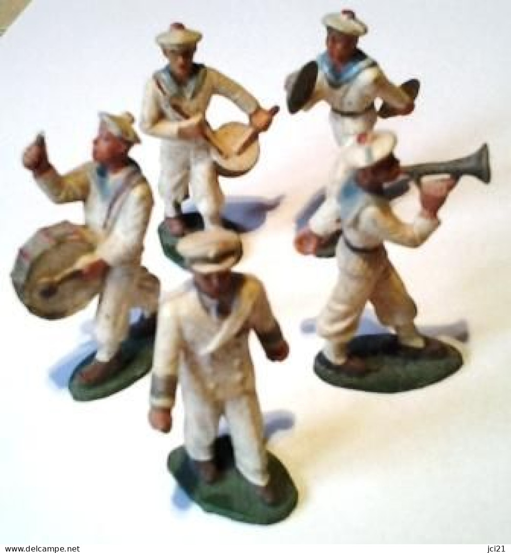 Figurines Fanfare Marine Clairon Cymbale Tambour Grosse Caisse Officier STARLUX   _DSP248 - Loden Soldaatjes